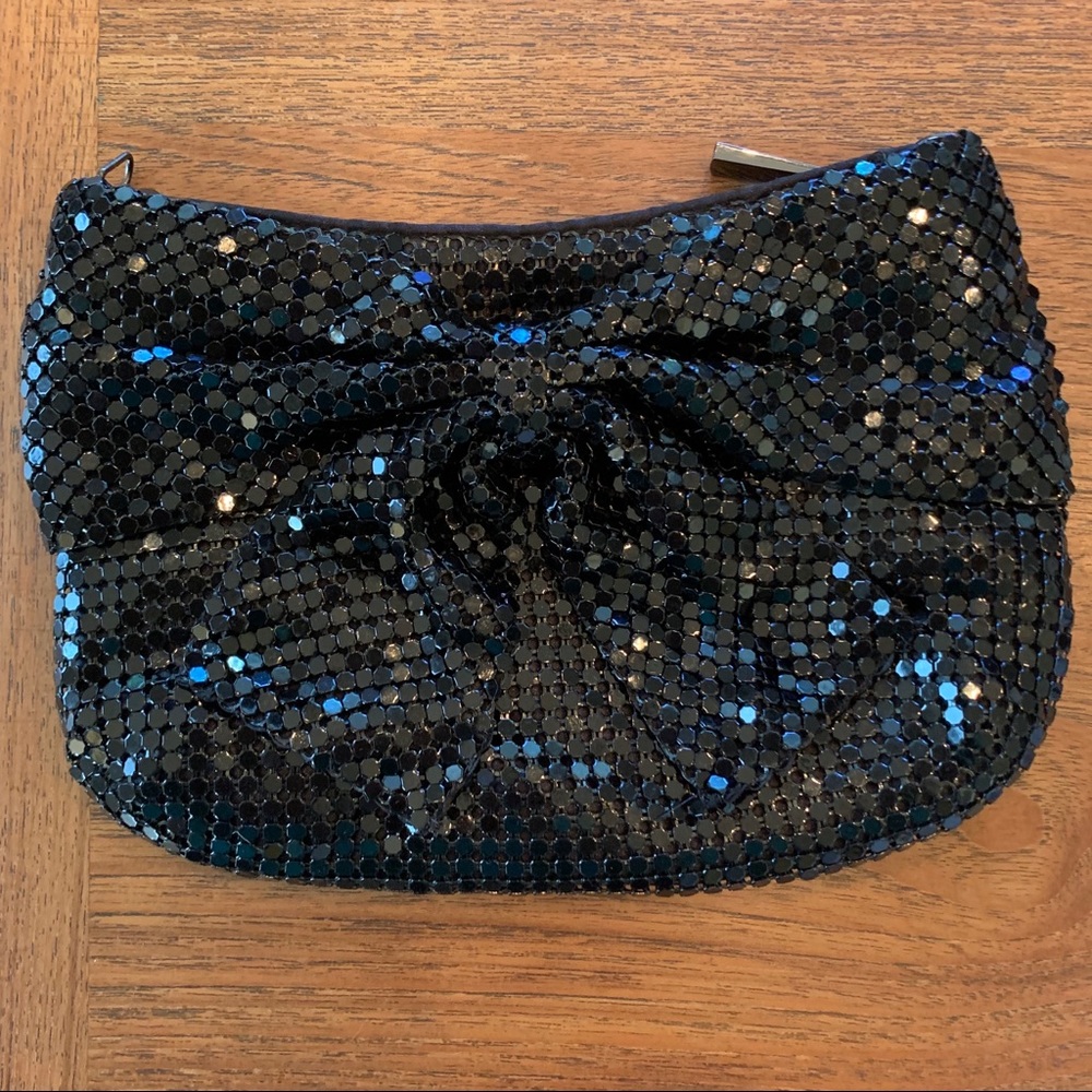 Black sequin evening clutch with satin lining